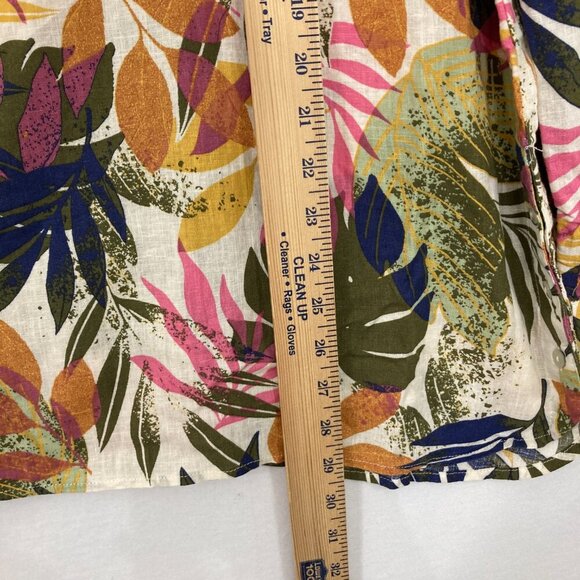 Naturals d&co. size XL Tropical Leaf Print Linen Blend Popover Blouse Vacation - Picture 5 of 11